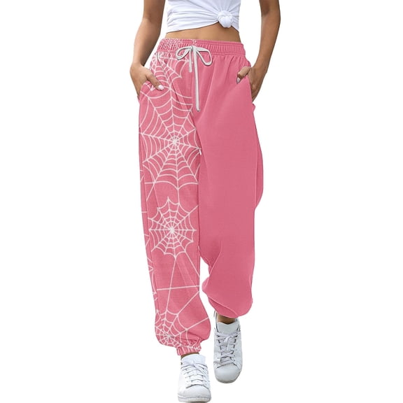 Pink Unisex Adults Holiday Themed Pajama Pants Womens Halloween Pajamas Pants Cute Magical Pajama Soft Long Bottoms Women Fall Pjs S