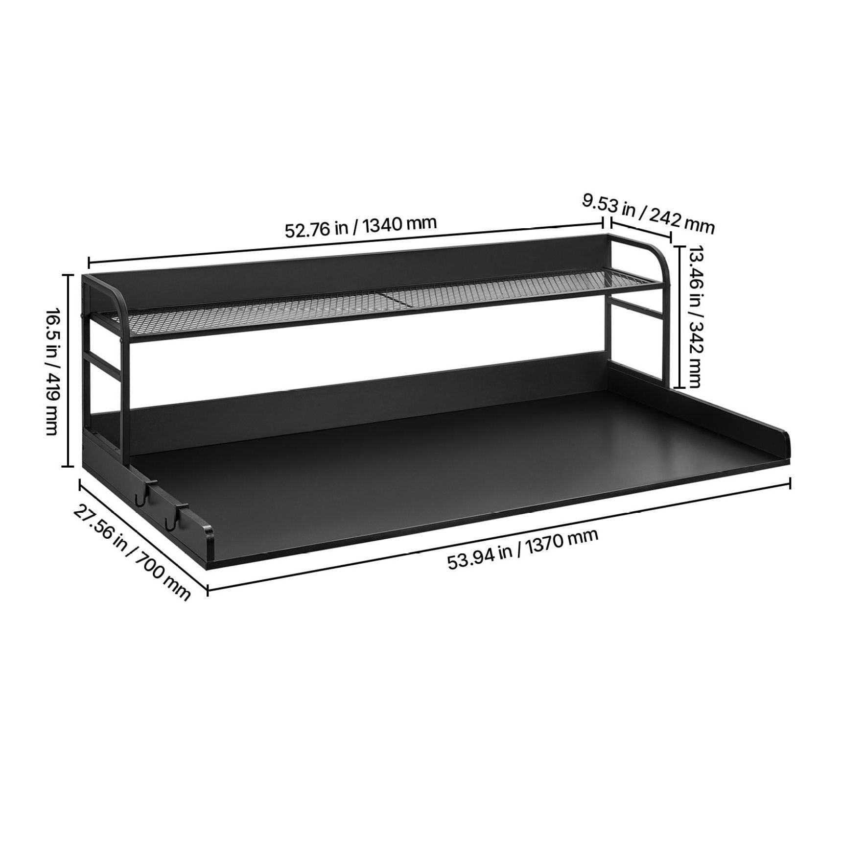 Washer Dryer Countertop 54x27", Laundry Topper with Shelf, Water Resistant, Black