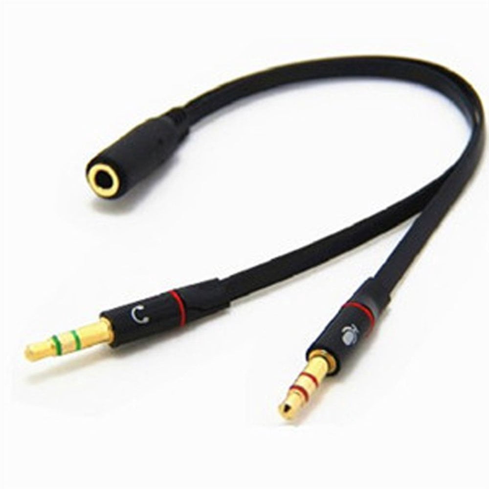 Dsseng 3.5mm Stereo Audio Female to 2 Male Headset Microphone Y Splitter Cable Adapter
