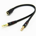 thumbnail image 1 of 3.5mm Stereo Female to 2 Male Headset Mic Y Splitter Adapter Audio Cable for PC, 1 of 8