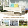 thumbnail image 6 of Twin Size Patio Swing Bed, Wood Porch Swing Daybed with Hemp Ropes, Hanging Bed for Backyard, Garden, Bearing 350 lbs, White, 6 of 9