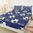 thumbnail image 3 of Feelyou Cartoon Football Kids Queen Sheet Sets, Soccer Rugbt Sport Bed Set, 4pcs, 3 of 7