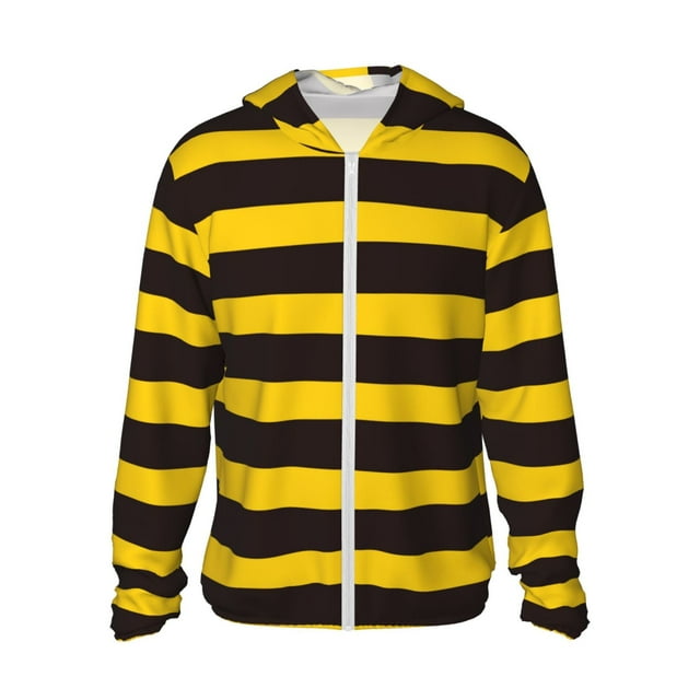 Vsdgher Sweat à Capuche Adulte à Rayures Abeilles pour Hommes Femmes, Manches Longues Protection Solaire Pêche pour Course Natation-Moyen