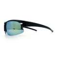 thumbnail image 5 of Mens Yellow Mirror Half Rim Sport Wrap Plastic Sunglasses Shiny Black, 5 of 6