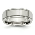 thumbnail image 1 of Stainless Steel Ridged Edge 8mm Brushed and Polished Band Ring 13 Size, 1 of 5