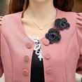 thumbnail image 3 of Xysaqa Women Elegant Slim Fits Double Breasted Blazer Jacket Open Front Cardigan Casual Long Sleeve Work Office Blazer Coat Dress Suit with Roses (S-3XL), 3 of 7