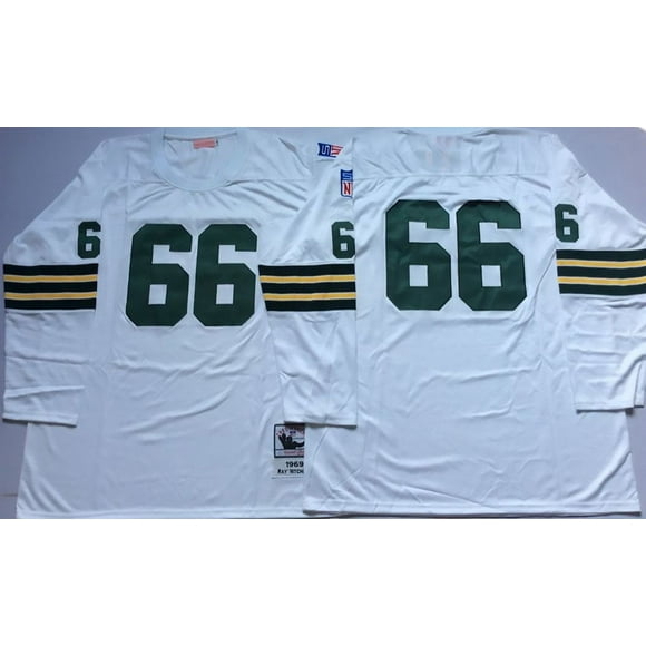 Mens Green Bay Packers #66 Vintage Football Jersey White