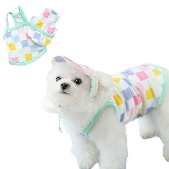 BT Bear Dog Vest Hat Set, Spring/Summer Dog Cap Shirt Set, Macaron Plaid Pet Vest & Baseball Hat ,Cute Vest for Small Medium Dogs Green XS