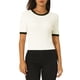 thumbnail image 1 of INSPIRAR CHIC Camisetas de punto ajustadas para mujer con cuello redondo y contraste de color, manga corta, 2XL, blanca, 1 of 6