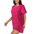 thumbnail image 2 of Kdxio Rose Red Glitter Print Pajamas Sets for Women Short-Sleeved Pjs with Lounge Shorts Two Piece Sleepwear S-4XL, 2 of 5