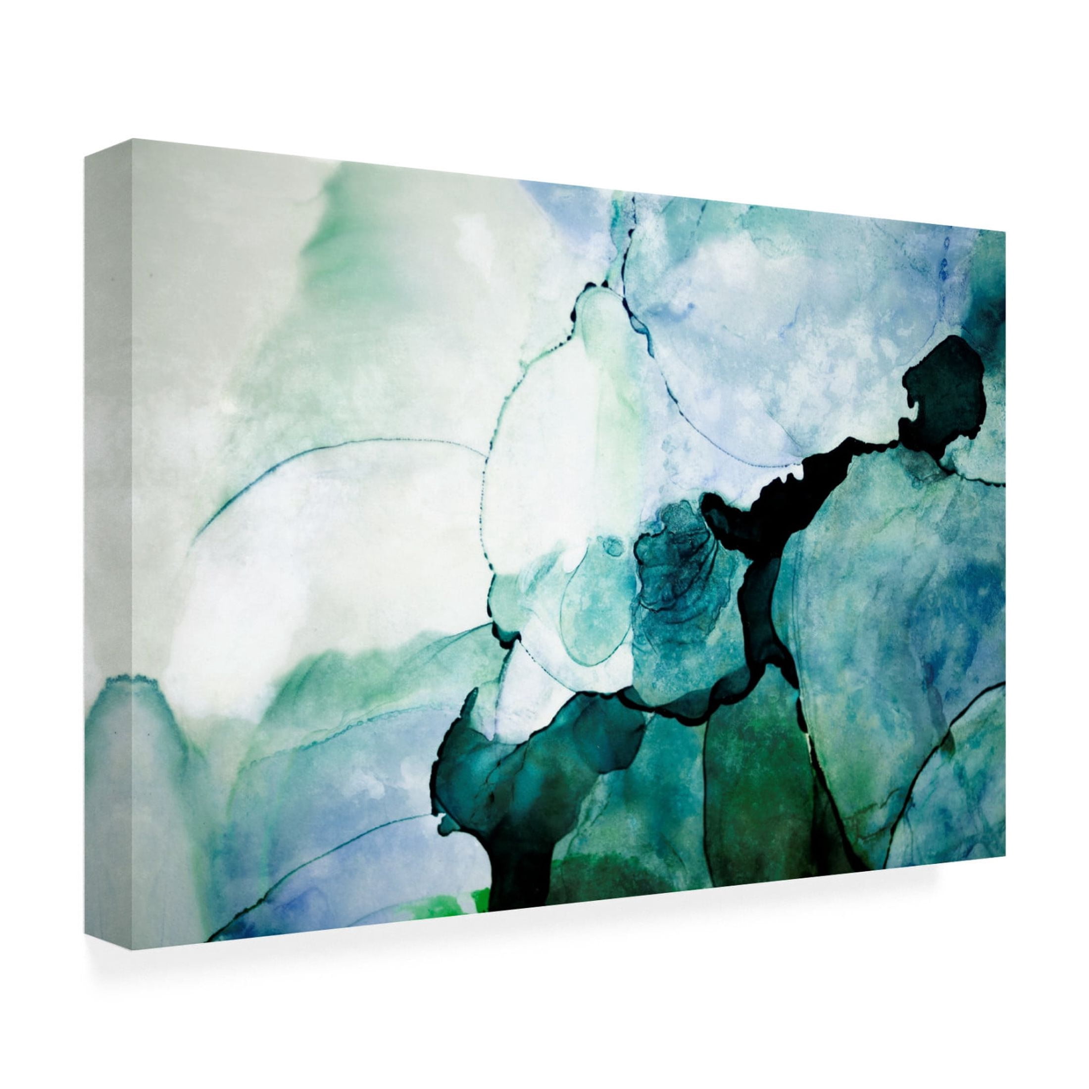 Canvas Wall Art - Tom Quartermaine 'Green Abstract Alcohol Ink' Wall Art for Living Room, Bedroom, or Office Décor by Trademark Fine Art - 32 x 22 Inches