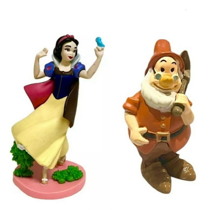 Princess Snow White Playful & Dwarf Doc Cake Topper Figure Figurine SET PVC 3”