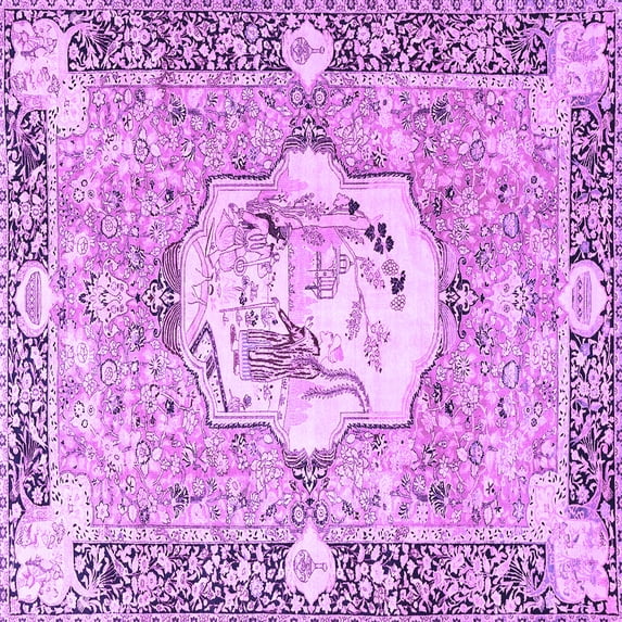 Ahgly Company Indoor Square Persian Purple Traditional Area Rugs, 5' Square