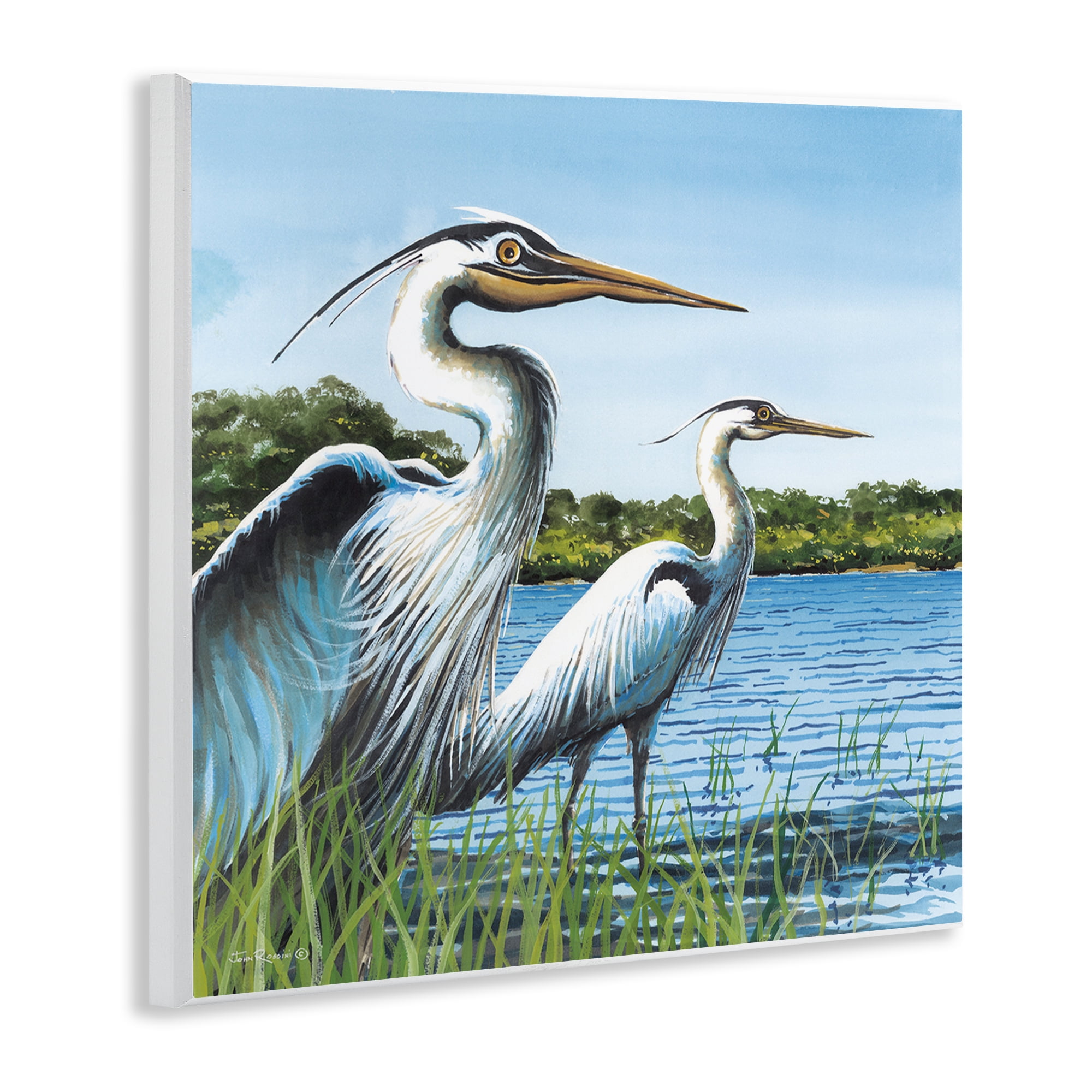 Stupell Industries Traditional Egrets Gazing Animals & Insects Painting Unframed Art Print Wall Art, 12 x 12