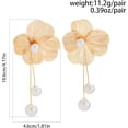 thumbnail image 3 of arete de flores de oro para mujer, arete de perlas de flores grandes, arete de doble flor, arete de declaración de flores doradas, joyas para bodas y mujeres, 3 of 5