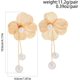 thumbnail image 3 of arete de flores de oro para mujer, arete de perlas de flores grandes, arete de doble flor, arete de declaración de flores doradas, joyas para bodas y mujeres, 3 of 5