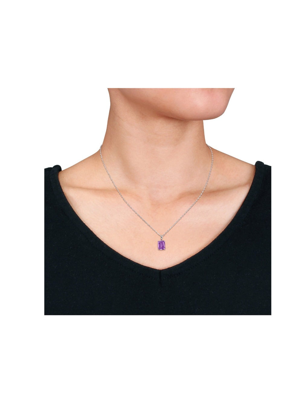 2.20 Carat (Ctw) Amethyst Octagon Pendant Necklace in