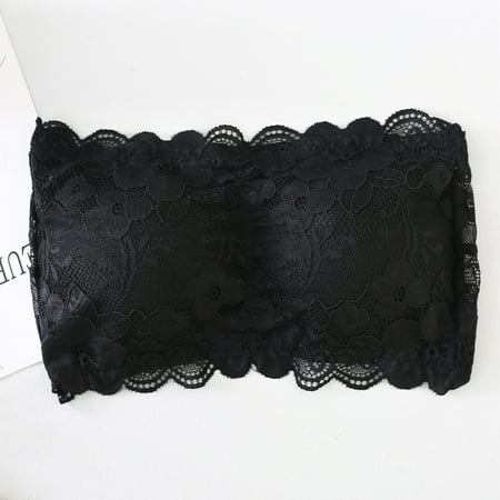 

Qcmgmg Padded Eyelash Strapless Bra for Women Lace Breathable Bandeaus Women s Comfort Lightly Bra