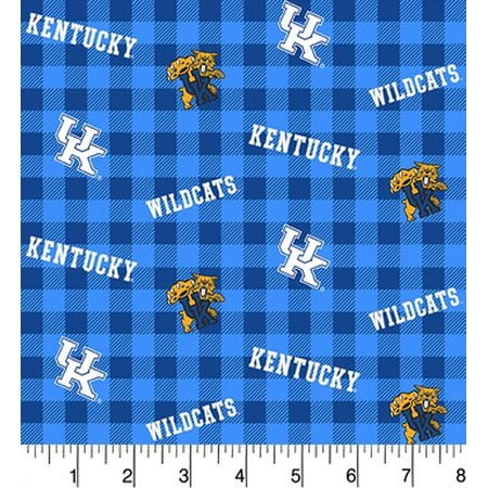 Kentucky Wildcats Fabric - University of Kentucky Cotton Fabric-Sold by the Yard-Buffalo Plaid Design