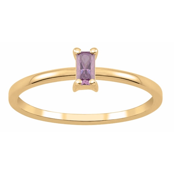 Jewlster Personalized 10k Gold Baguette Birthstone Ring for Women
