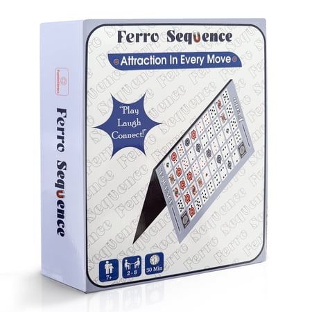 Ferro Sequence Board Game - Magnetic Chips, Folding Board, and Cards for Family Fun - Ages 7+ | Family Board Game | Board Game for Kids and Adults | Promotes STEM Thinking