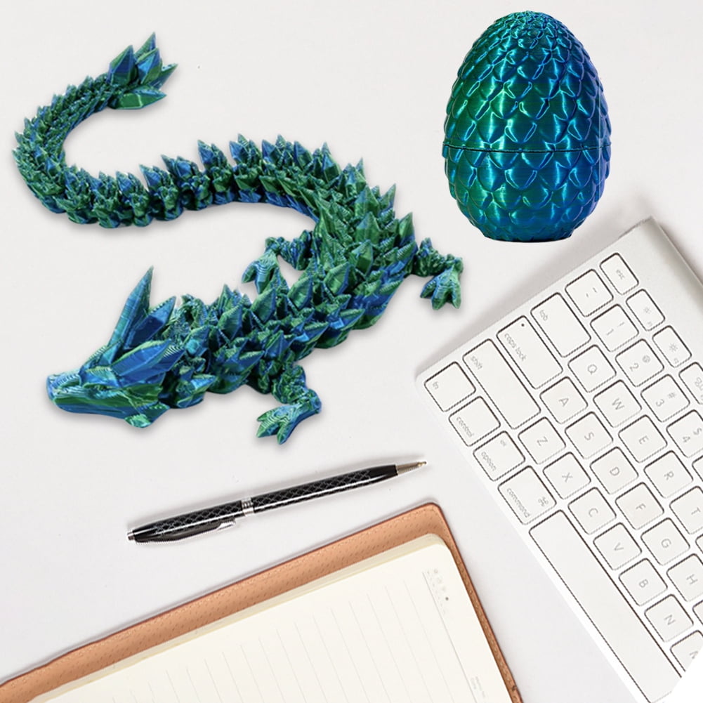 Huevo De Dragón Articulado Impreso En 3D – Figura De Cristal Con Dragón Que Se Estira Hasta 30 Cm, Regalo Fantástico Para Coleccionistas