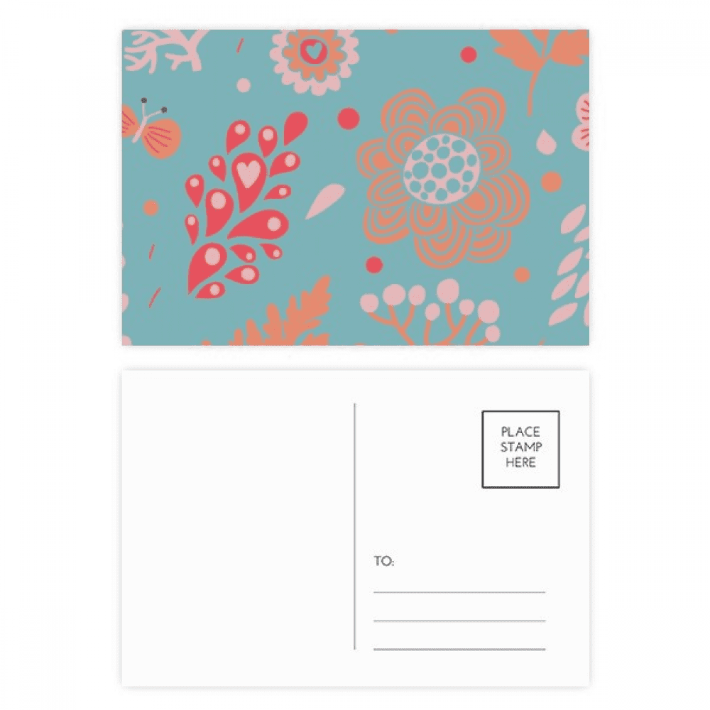 blue flower paint postcard set birthday mailing thanks greeting card
