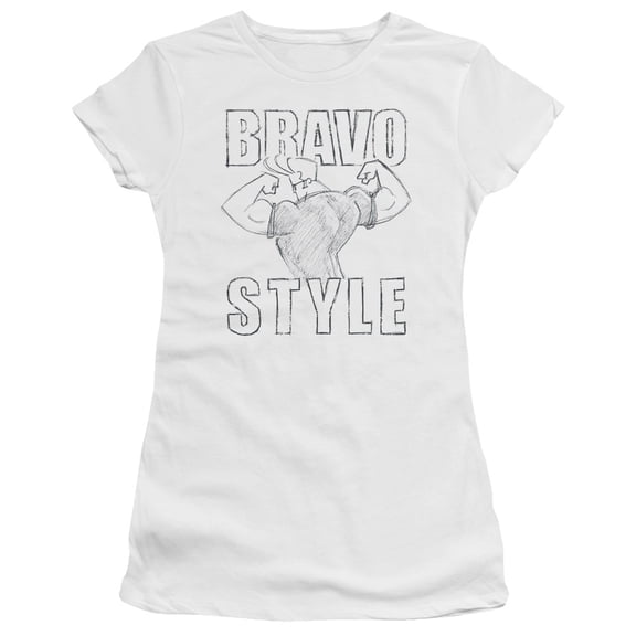 Johnny Bravo Bravo Style S/S Junior Women's T-Shirt Sheer White