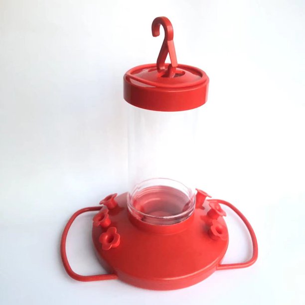 Comedero para colibríes, comedero para pájaros con flores fluidas para exteriores (flor roja y amarilla)