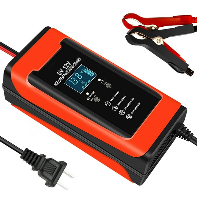 TFixol Smart Pulse Repair Charger for 6V 12V Car & Motorcycle Batteries, Red (US Standard)