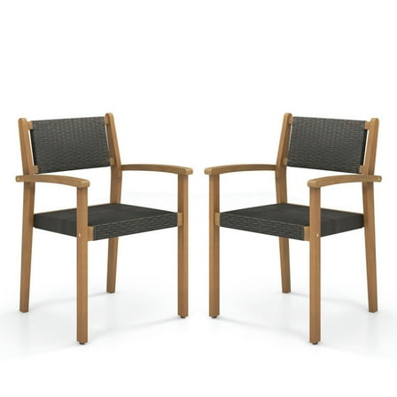 Spaco Set of 2 Stackable Outdoor Wicker Dining Chair, Outdoor Lounge Chairs, Patio Chair, Outdoor Patio Furniture