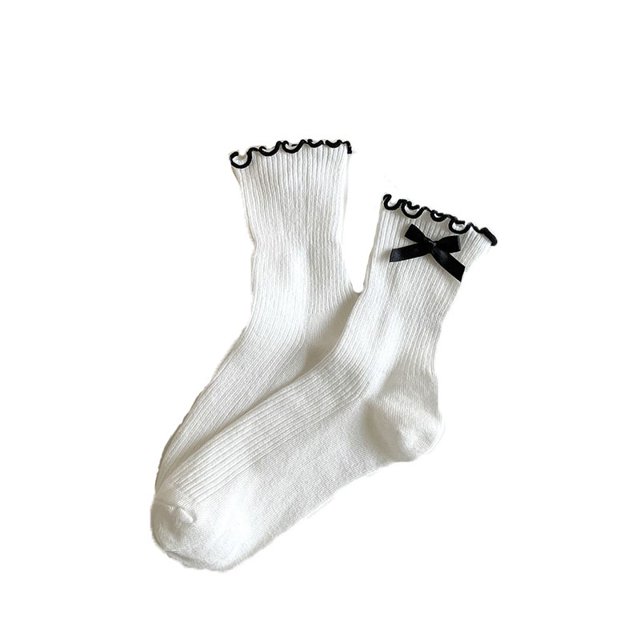 AWZXDE Women Bow Mary Jane Socks Cute Ruffle Edge Breathable Soft For Dress Cute Socks For Women Japanese