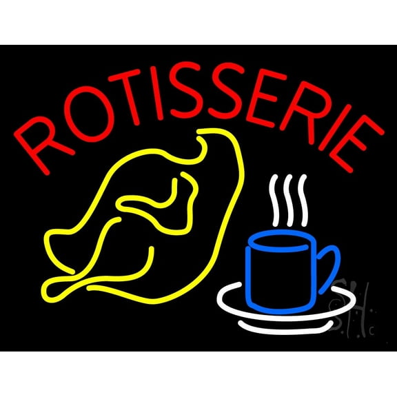 Red Rotisserie Chick Logo LED Neon Sign 15 x 19 - inches, Clear Edge Cut Acrylic Backing, with Dimmer - Bright and Premium built indoor LED Neon Sign for restaurant window and interior decor.