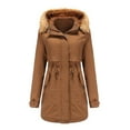 thumbnail image 1 of Moda casual mujer invierno sólido con capucha cordón cintura cremallera acolchado abrigo blusa Fridja  hkj83, 1 of 3
