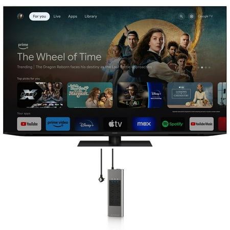 SHARP 4T-C65FV1U 65 Inch Class AQUOS XLED 4K Ultra HD Mini LED Google TV with Austere 7S-PS8-US1 VII-Series 8 Outlet Power w/Omniport USB (2024)