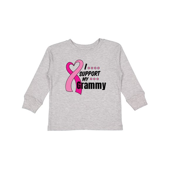Inktastic Breast Cancer Awareness I Support My Grammy with Pink Ribbon Boys or Girls Long Sleeve Toddler T-Shirt