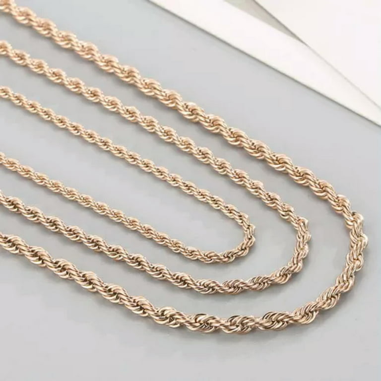 【2plan】24SS★ [LAN ARCHIVE] Clock Semi Rope Necklace Vintage 24K 980 Pure Gold Twisted Link Chain Necklace 19