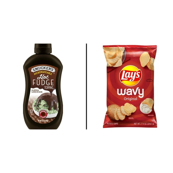 Smucker's Hot Fudge Topping 15.5 oz & Lay's Wavy Original Potato Chips 7.75 oz