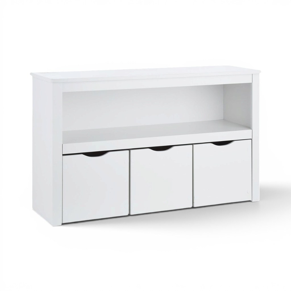 Mainstays Kids Toy Storage Cabinet with Rolling Bins, White photo 3