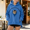 thumbnail image 2 of Awwp Hoodie with Cat Pouch Holder Sweatshirt Large Pocket Pullover Shirt Kangaroo Pocket Dog Sweatshirt Unisex Oversized Fit Pet Rest Holder,Zip Front Pet Pouch Sweatshirt Blue M, 2 of 8