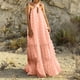 thumbnail image 2 of Vestidos para mujer Maxi vestido de moda bohemio con cuello en V suelto sin mangas sólido vestido de media pantorrilla Odeerbi  ODB-5, 2 of 8