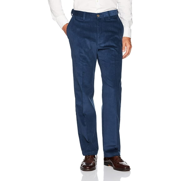 Haggar Men's Stretch Corduroy Expandable Waist Classic Fit Pant, Cadet Blue, 36Wx32L