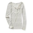 thumbnail image 2 of Aeropostale Sheer Henley Shirt para mujer, blanco, grande Aeropostale henley, 2 of 2