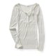 thumbnail image 2 of Aeropostale Sheer Henley Shirt para mujer, blanco, pequeño Aeropostale henley, 2 of 2
