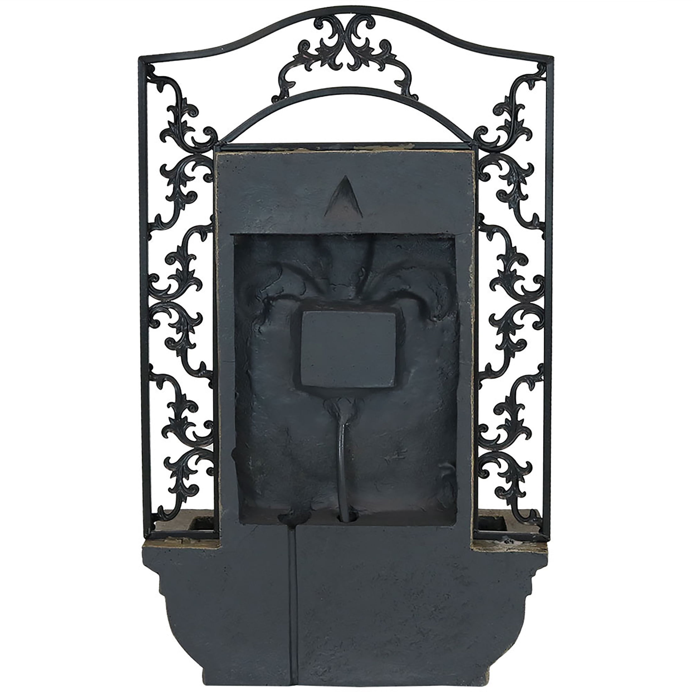 Sunnydaze French Lily Polystone Outdoor Wall Fountain, Florentine Finish