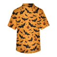 thumbnail image 4 of Men's Halloween Scrub Tops V-Neck Short Sleeve Allover Bat Print Medical Work Shirt with Chest Pocket and Front Patch Pockets Uniform for Nurse Orange L, 4 of 4
