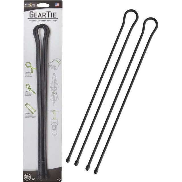 Nite Ize 138530 32 Po. Attache Torsadée en Caoutchouc Réutilisable, Noir - Lot de 6
