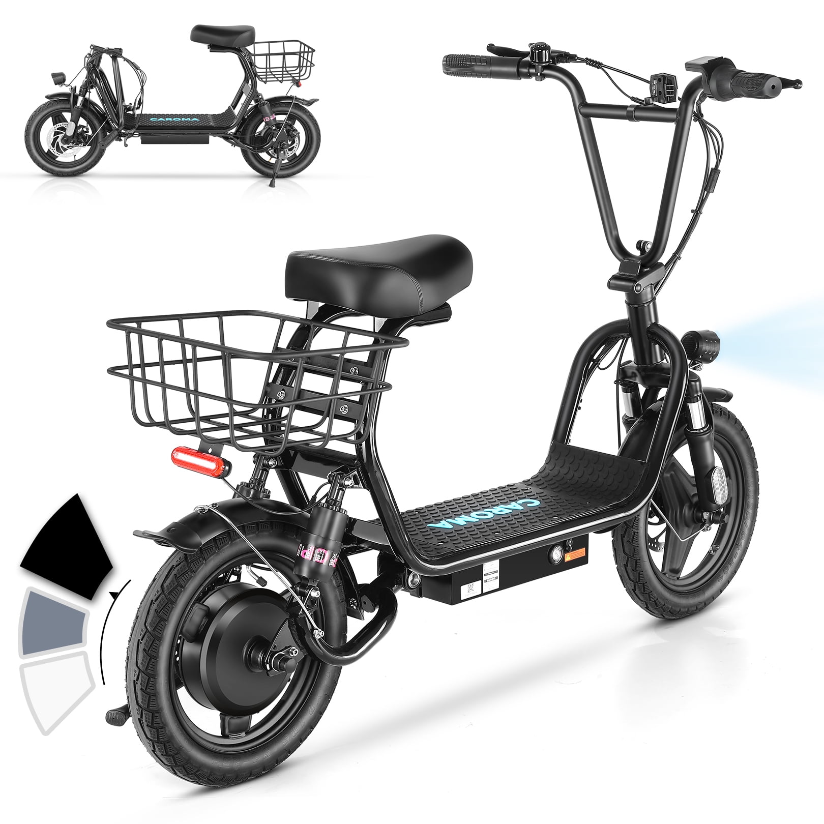 SANOPY 350W Adults Electric Scooter, 15 Miles Range 20Mph Top Speed, 36V 5.2Ah Battery Moped, Foldable Electric Scooter for Adults for Commuting with Shock Absorbing, Black