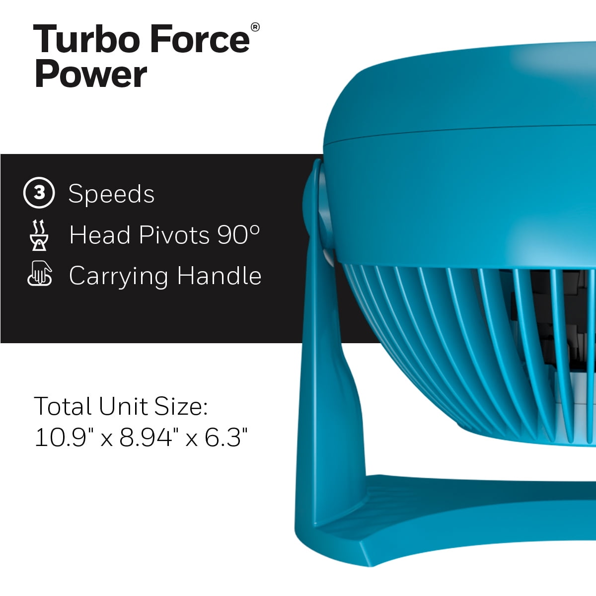 Honeywell Air Circulator Electric Whole Room Table Fan, Steel Blue, 3 Speeds