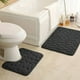 thumbnail image 5 of Juego de 2 alfombras de baño con estampado gris y negro, 60 x 40 cm y 40 x 50 cm, súper absorbentes y de secado rápido con reverso antideslizante para mayor seguridad y comodidad en el baño,, 5 of 7